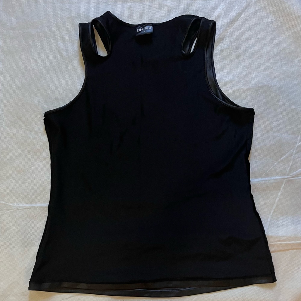 Olivia Jordan Shiny Black Faux leather Tank top Size M